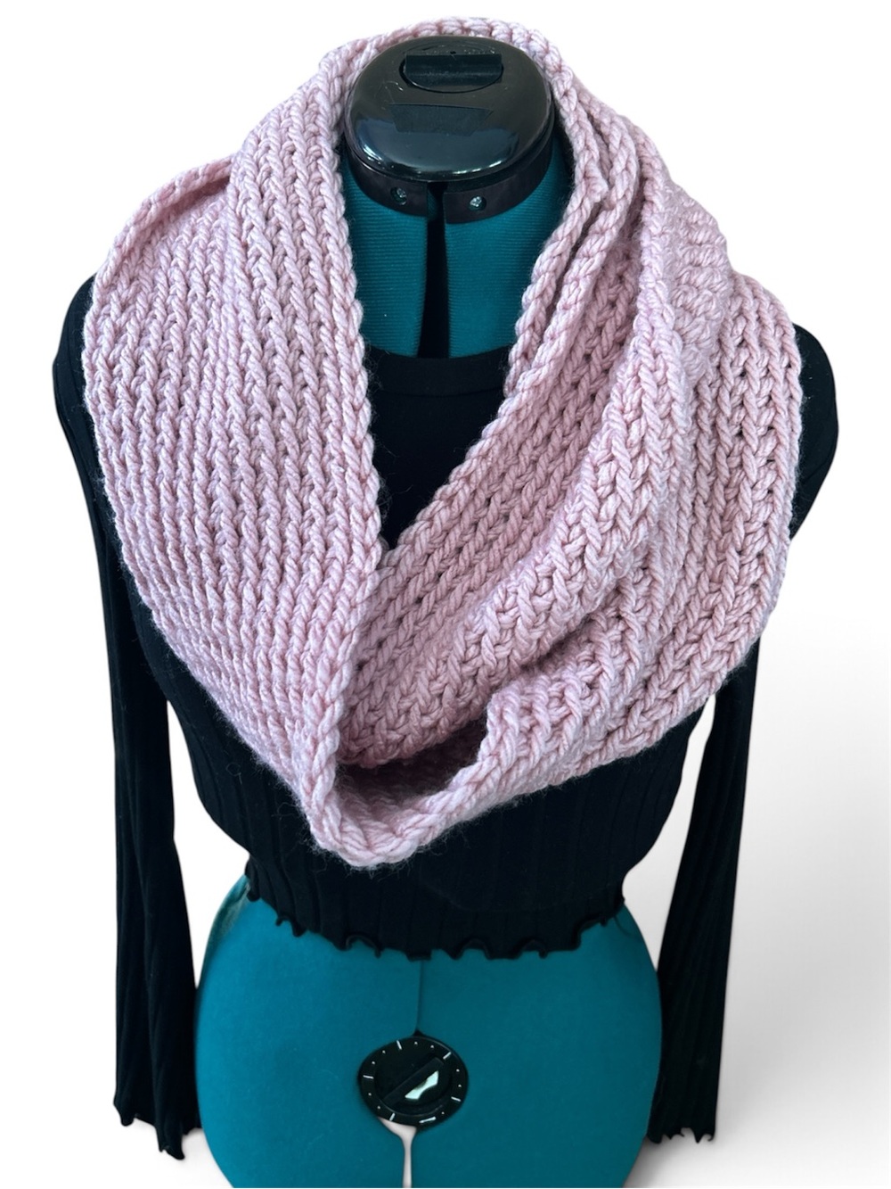 Soft Hand Crochet Infinity Scarf - Dusty Pink